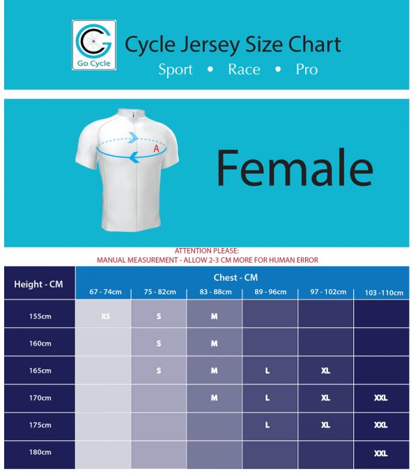 FemaleSizeChartJersey GoCycle